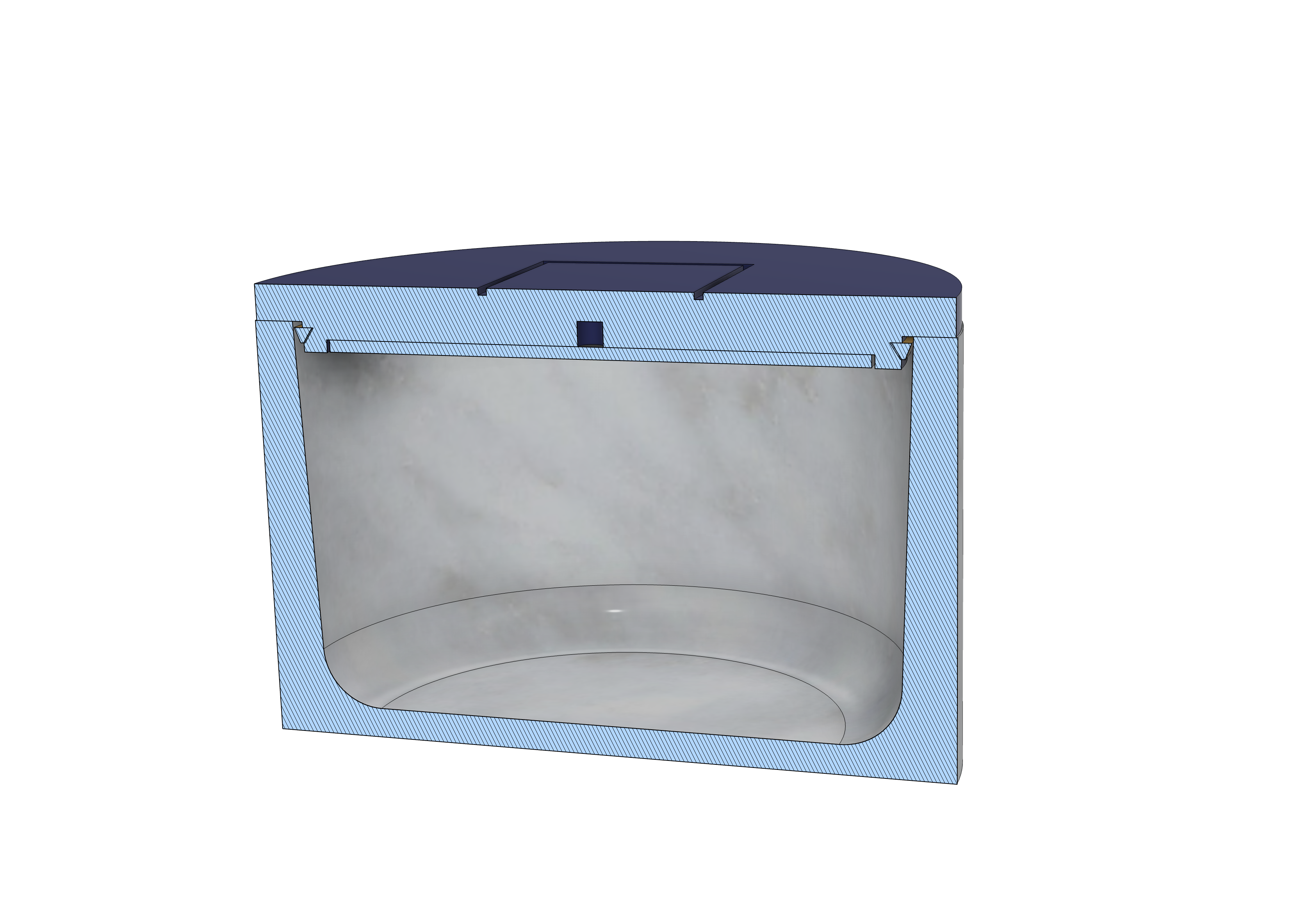 Vue en coupe d'une pièce modélisée sous Fusion 360